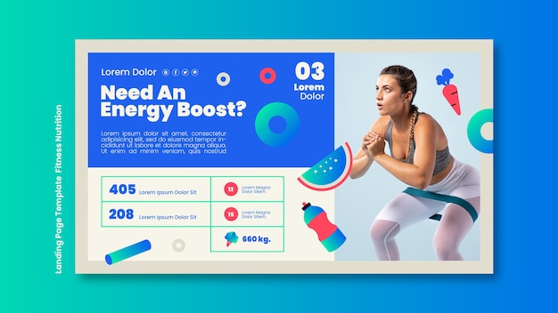 Free PSD fitness nutrition landing page template