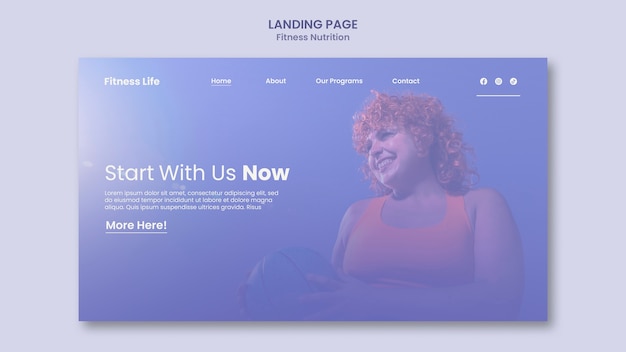 Free PSD fitness nutrition landing page template