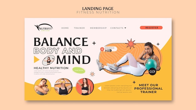 Free PSD fitness nutrition landing page template