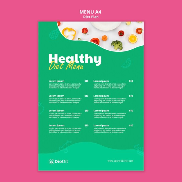 fitness nutrition menu template
