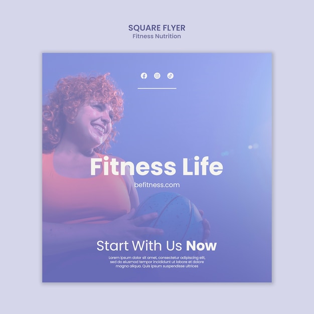 Free PSD fitness nutrition square flyer template