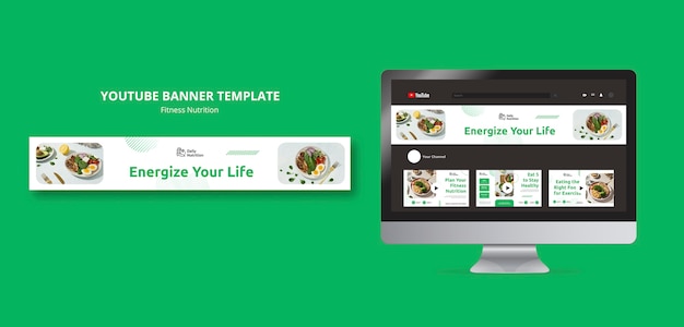무료 PSD 피트니스 영양 youtube 배너 템플릿