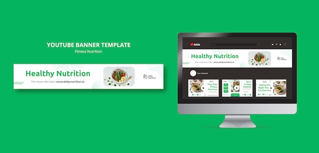 PSD gratuito modello di banner youtube nutrizione fitness