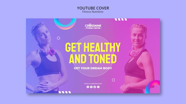 PSD gratuito modello di copertina di youtube per la nutrizione fitness