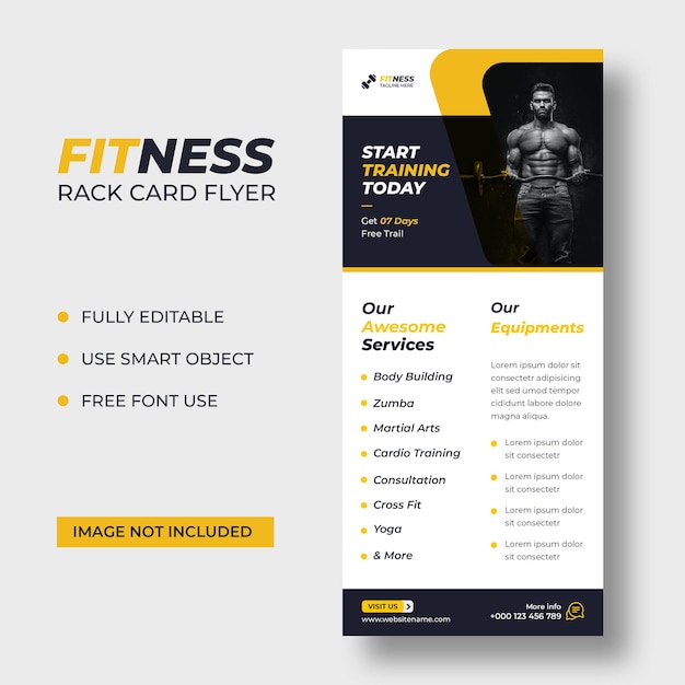 Free PSD fitness rack card dl flyer template