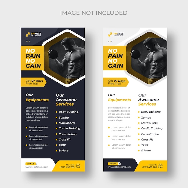 Free PSD fitness rack card dl flyer template