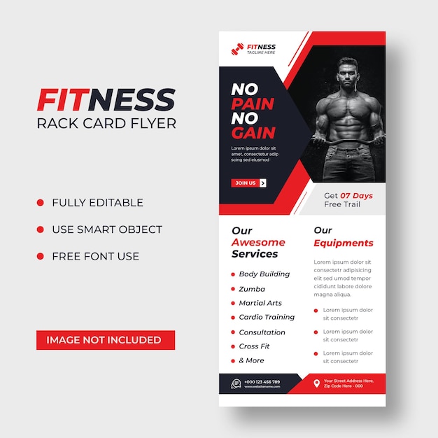 fitness rack card dl flyer template