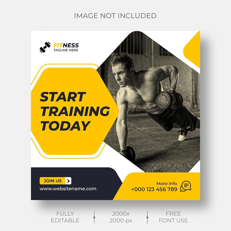Free PSD fitness social media and instagram post template