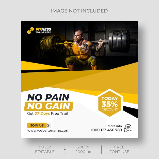 Fitness social media and instagram post template