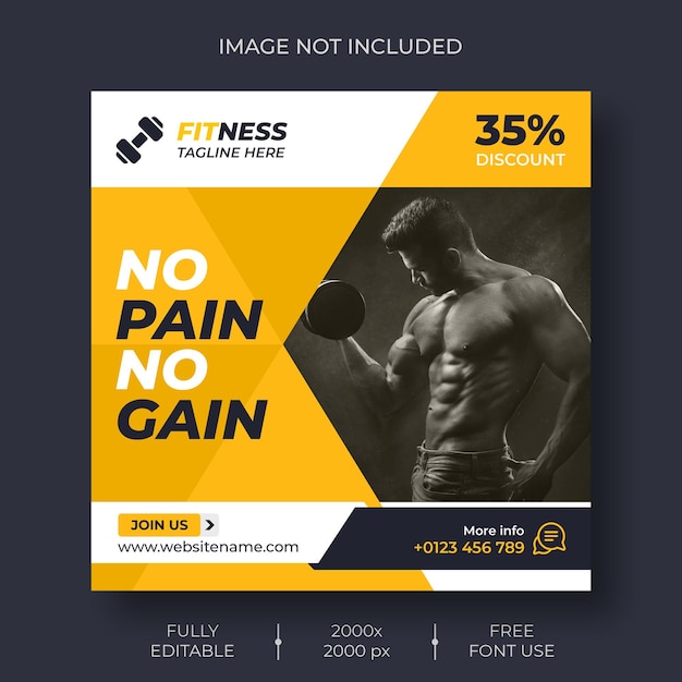 Free PSD fitness social media and instagram post template