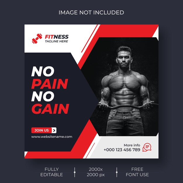 fitness social media and instagram post template