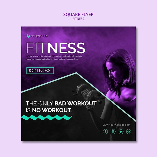 PSD gratuito modello di volantino quadrato fitness