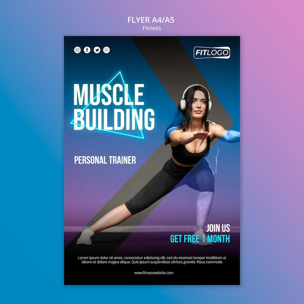 Free PSD fitness trainer flyer template