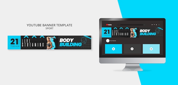 Fitness Training YouTube Banner Template – Free PSD Download