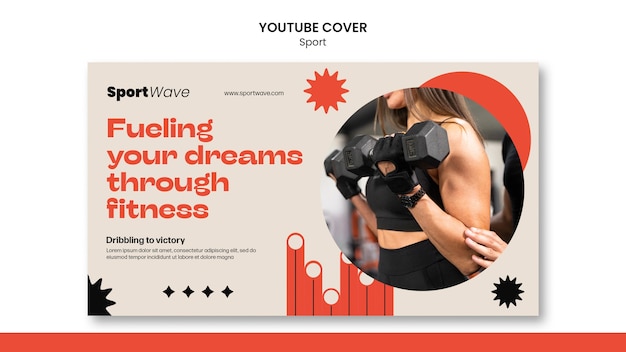 PSD gratuito modello di copertina per youtube per allenamento fitness