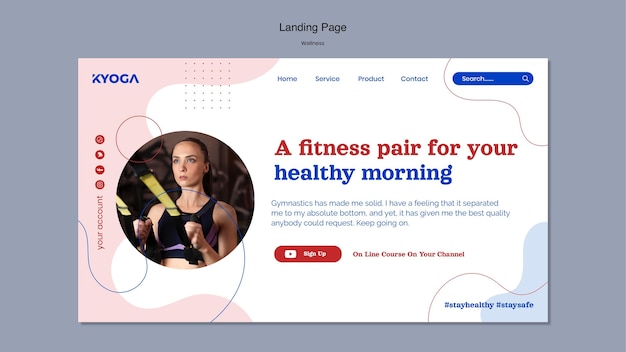 PSD gratuito pagina di destinazione del benessere fitness