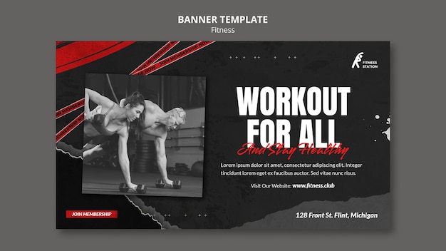 Fitness workout horizontal banner template