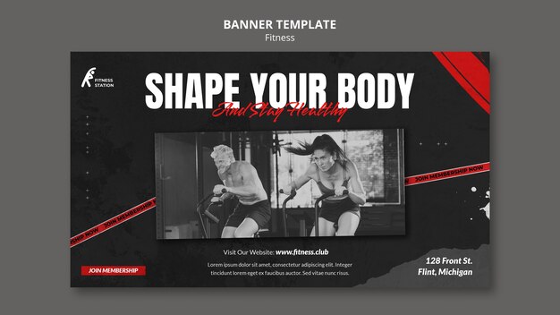 Modello di banner orizzontale per allenamento fitness