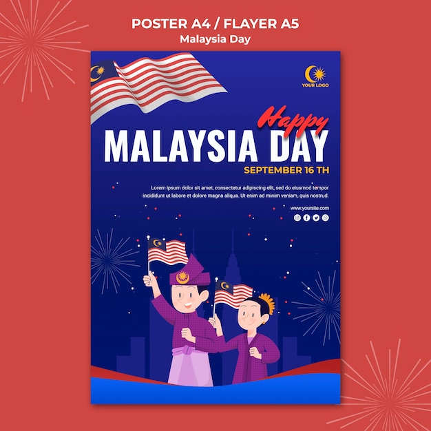 Free PSD fl;yer template for malaysia day celebration