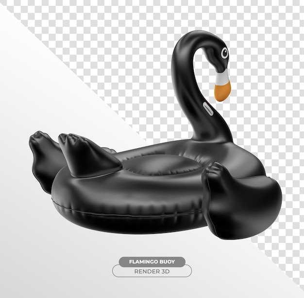 PSD gratuito rendering 3d gonfiabile flamingo nero con sfondo trasparente