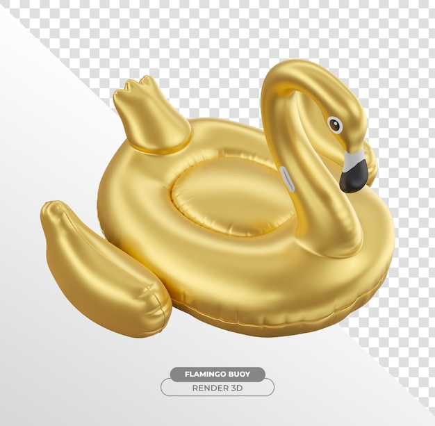 Бесплатный PSD Фламинго золотой надувной 3d-рендер с прозрачным фоном