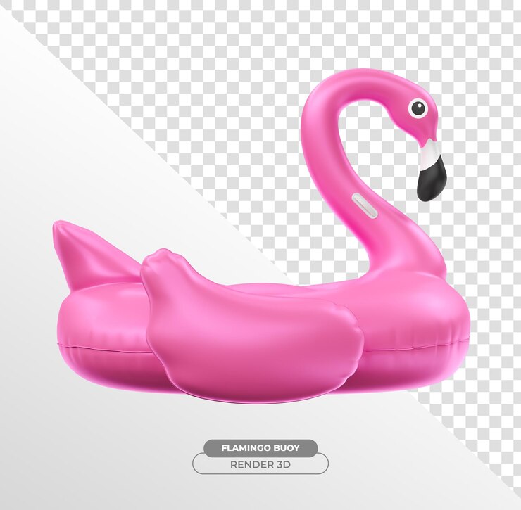 Free PSD flamingo pink inflatable 3d render with background transparent