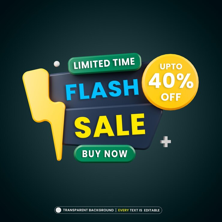 मुफ़्त PSD flash sale promotion banner with editable text