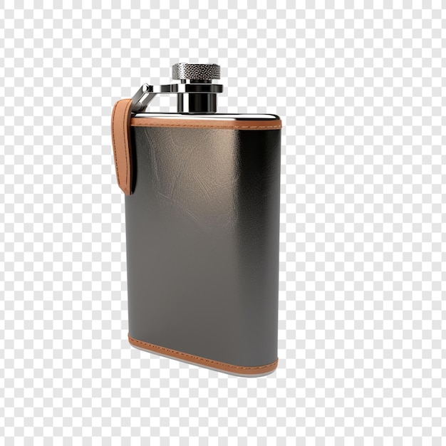 Free PSD flask with a collapsible shot bottle isolated on transparent background