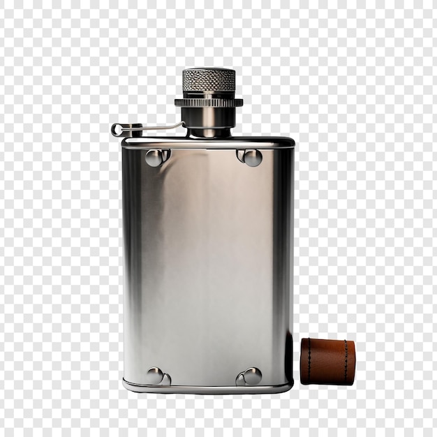 Free PSD flask with a collapsible shot bottle isolated on transparent background