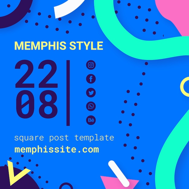 Free PSD flat blue memphis style background