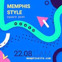 Free PSD flat blue memphis style background