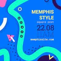 PSD gratuito piatto sfondo blu stile memphis