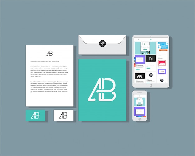 Flat business stationery mock up