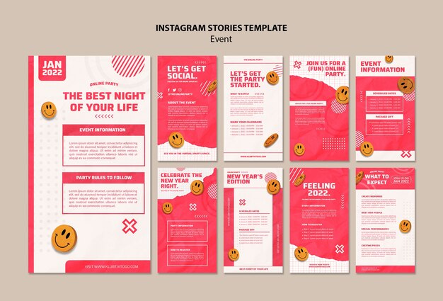 Flat design 2d and 3d mashup instagarm stories design