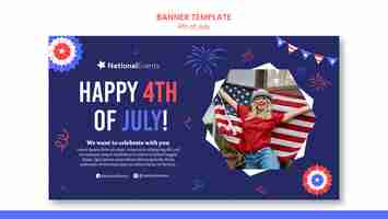 Free PSD flat design 4th of july banner design template