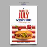 Free PSD flat design 4th of july poster template