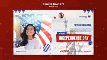 Free PSD flat design 4th of july template