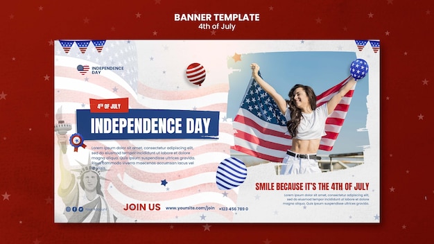 Free PSD flat design 4th of july template