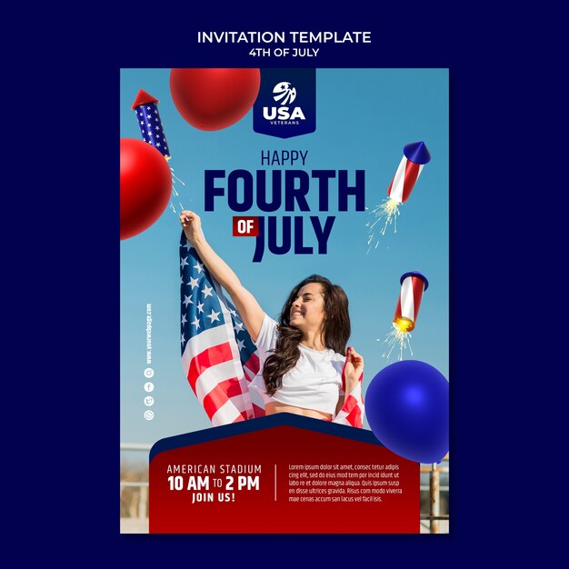 Flat design 4th of july template