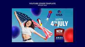 Free PSD flat design 4th of july template