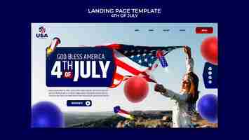 Free PSD flat design 4th of july template