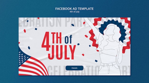 Free PSD flat design 4th of july template