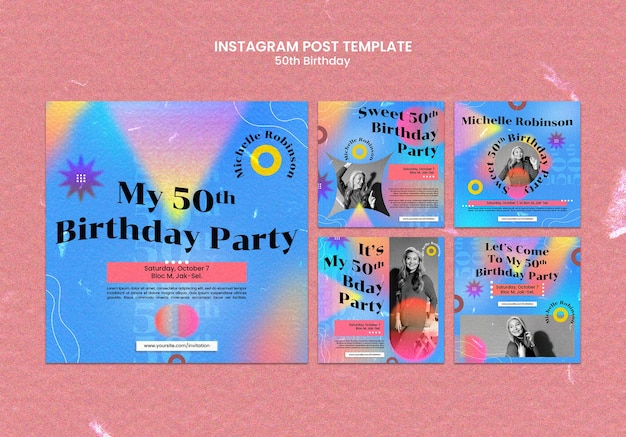 PSD gratuito modello di design piatto per il 50° compleanno