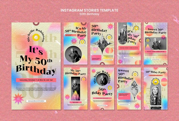 フラットなデザインの50歳の誕生日テンプレート