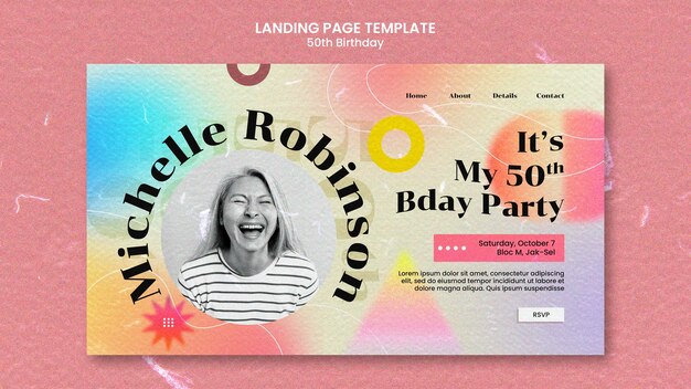 フラットなデザインの50歳の誕生日テンプレート