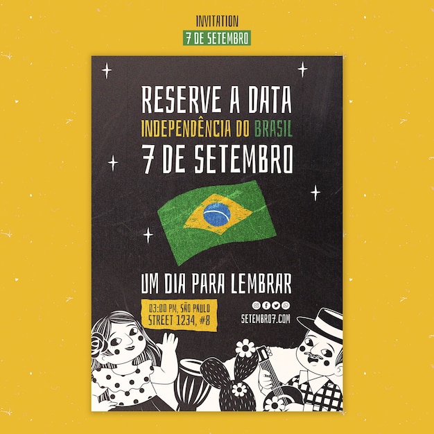 Бесплатный PSD Плоский дизайн 7 de setembro дизайн шаблона