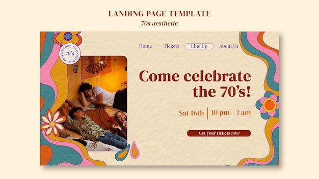 Flat design 70s aesthetic template