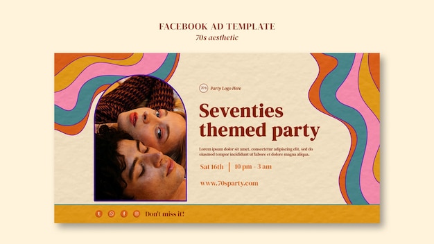 Free PSD flat design 70s aesthetic template