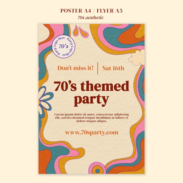Free PSD flat design 70s aesthetic template