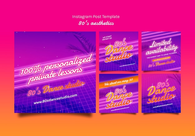 PSD gratuito modello di estetica anni '80 dal design piatto